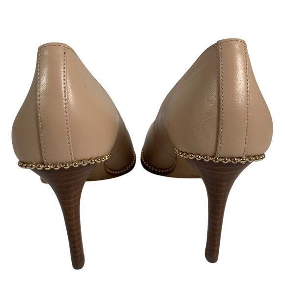 COACH Smith Beadchain Color Beachwood Gold Studded Pointed Toe Womens EUC - Picture 5 of 11